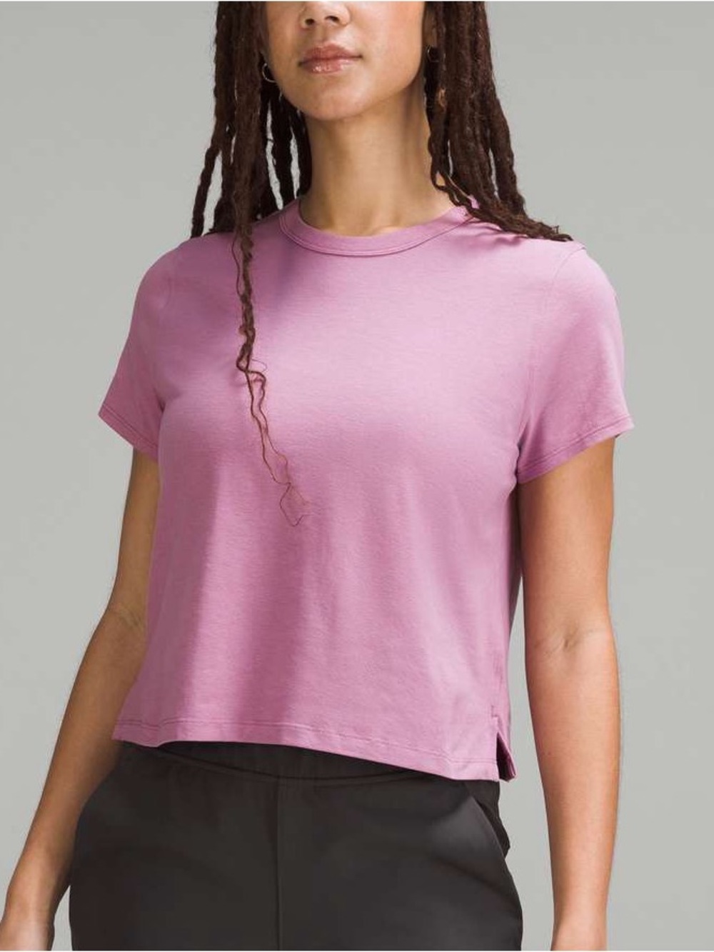 Lululemon Classic Fit Cotton short sleeve crewneck crop T-Shirt Velvet Dust Pink